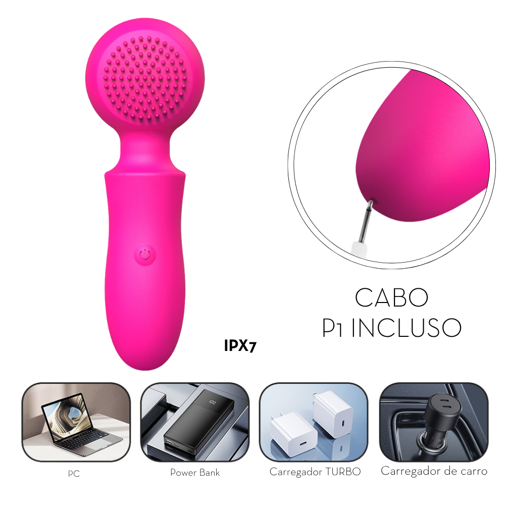 Mini massageador varinha mágica com cerdas estimuladora (2695) recarregável — foto 6