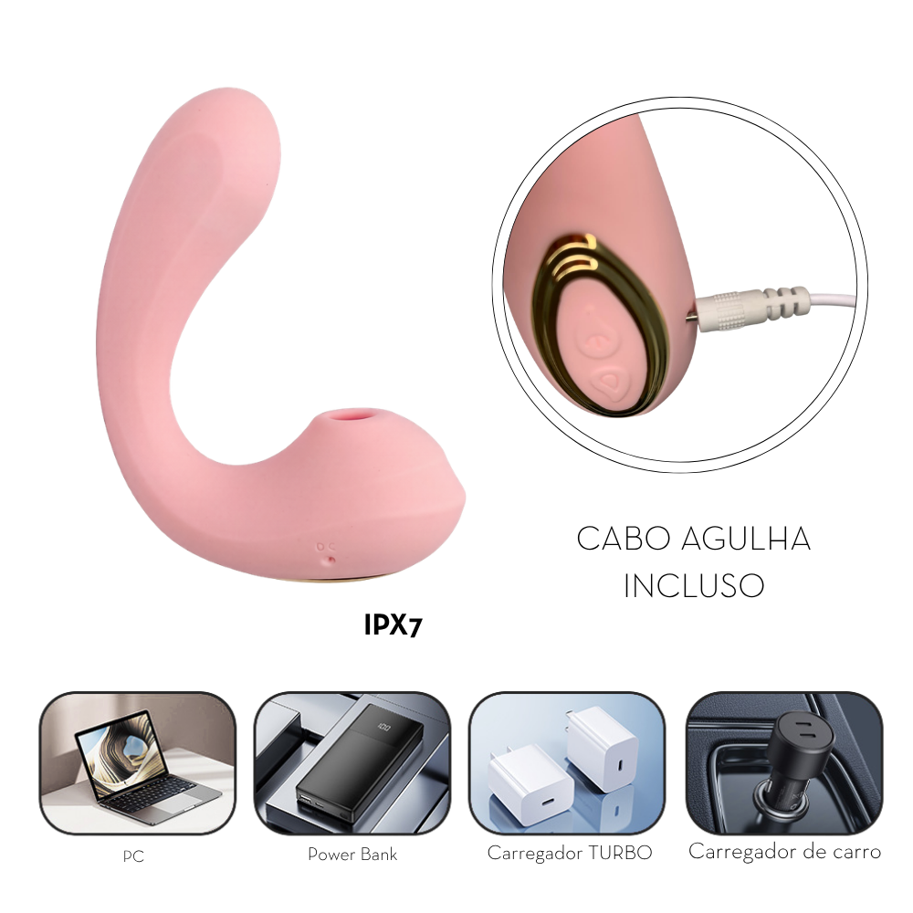 Vibrador com estimulador clitoriano por aplicativo de celular (3403) recarragável — foto 5