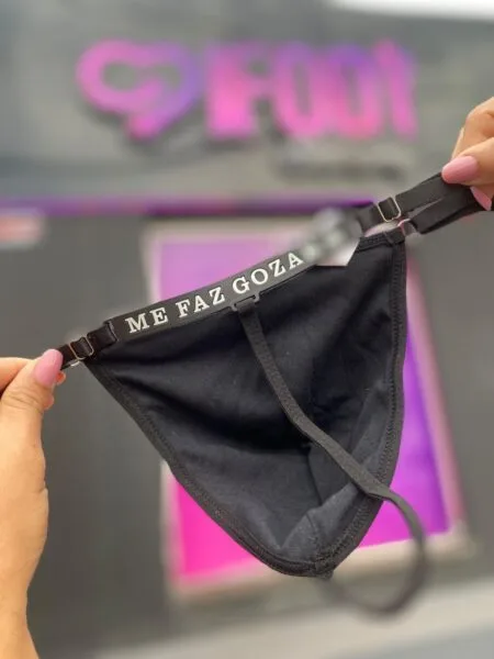 Cueca Fio Dental com Frases Neon (me faz gozar) Brilha no Escuro (0012)