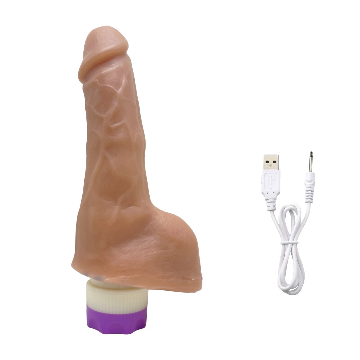 Prótese Realística 16x4cm com Vibro Recarregável - Bege — foto 1