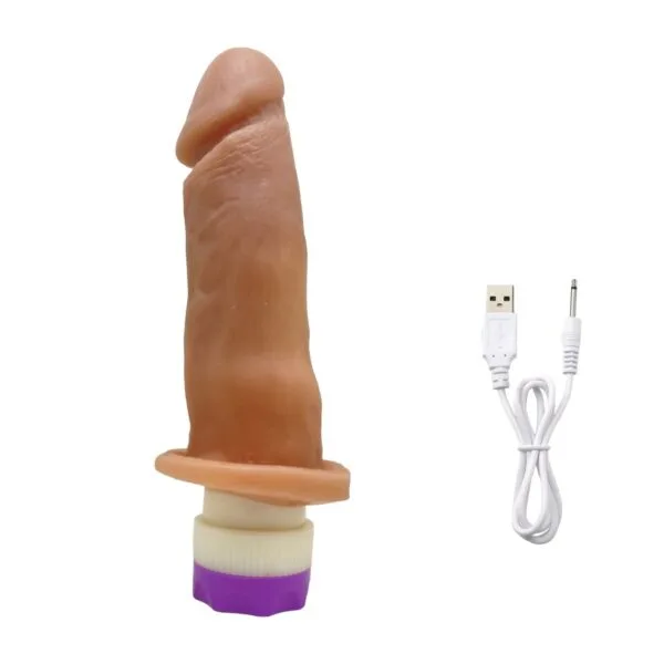 Prótese Realística 14x4cm com Vibro Recarregável - Bege