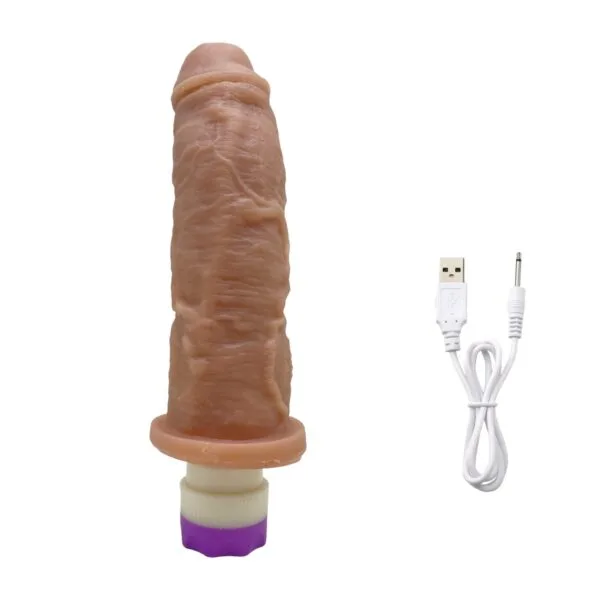Prótese Realística 19x5,5cm com Vibro Recarregável - Bege