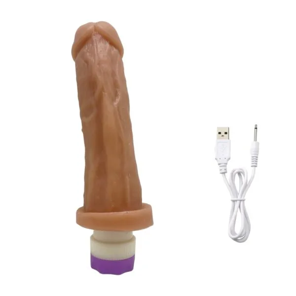 Prótese Realística 17x4,5cm com Vibro Recarregável - Bege