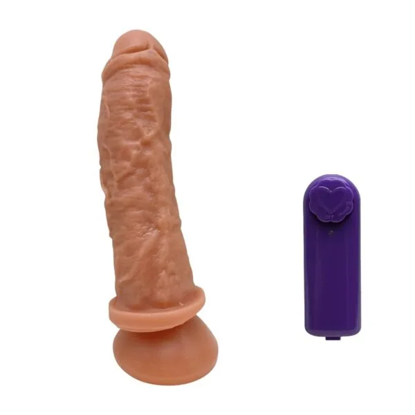 Prótese Realística 19x5cm com Ventosa e Vibro - Bege