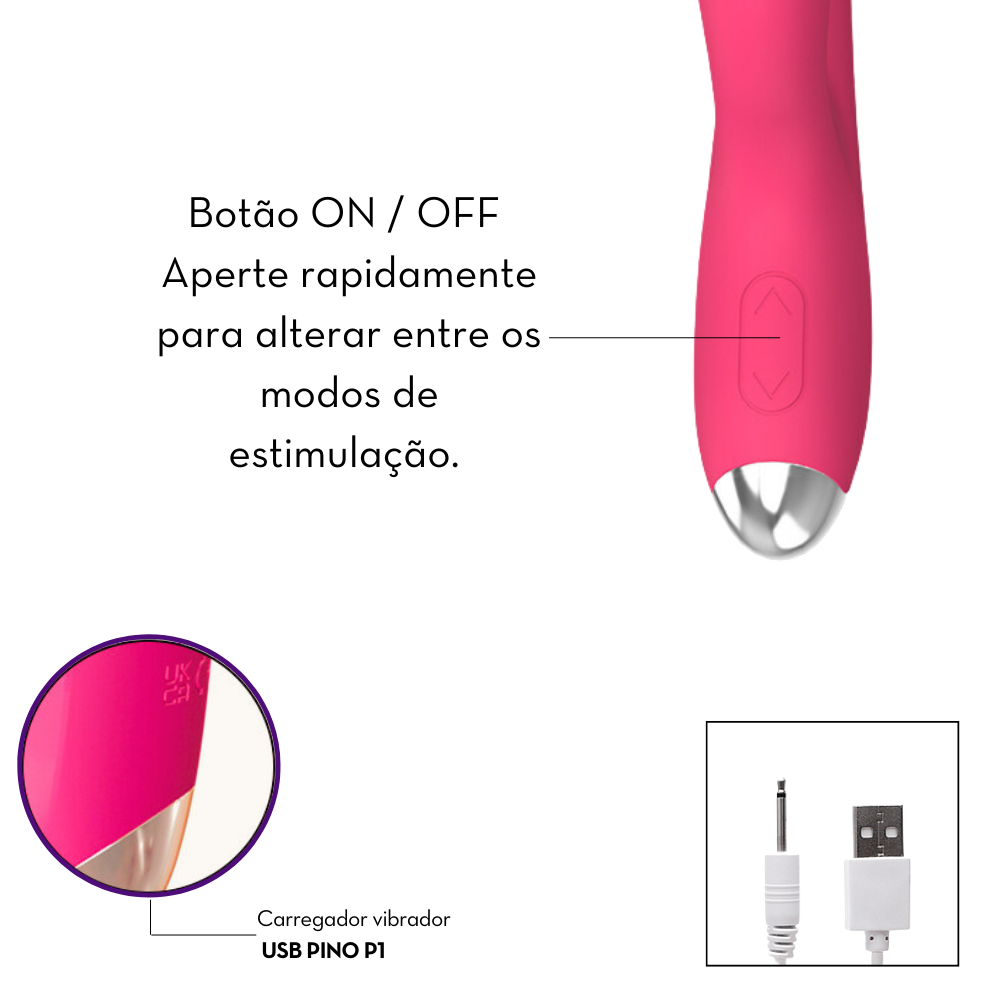 Vibrador Ponto G com Estimulador Clitoriano (4229) Recarregável — foto 5