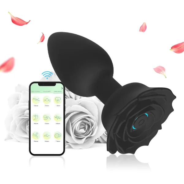 Plug Anal em Formato de Flor por Aplicativo - Verde Recarregável