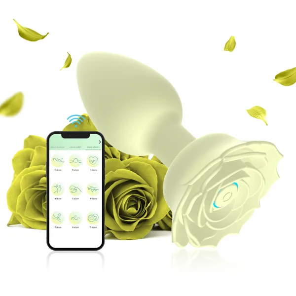 Plug Anal em Formato de Flor por Aplicativo - Verde Recarregável