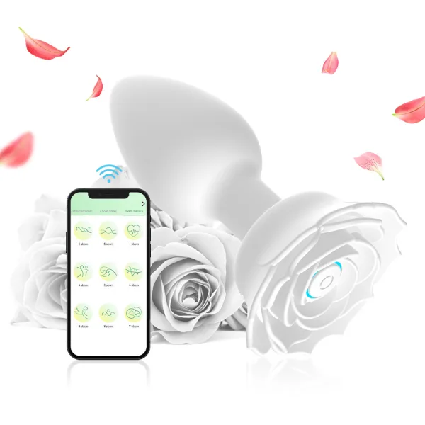 Plug Anal em Formato de Flor por Aplicativo - Branco Recarregável