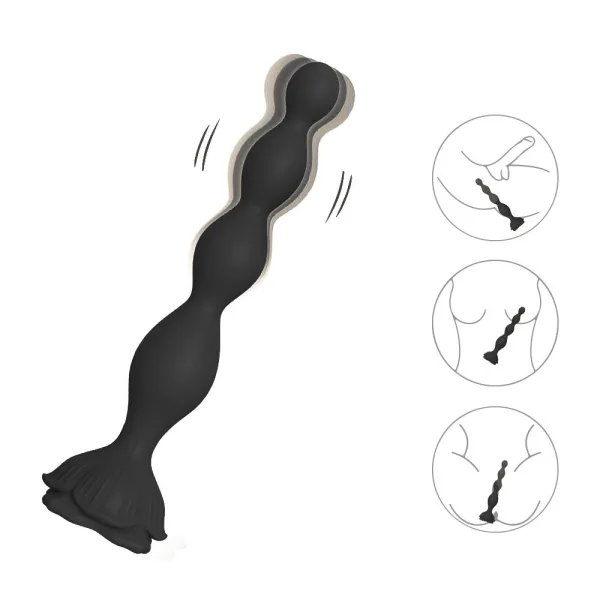 Plug Anal em Silicone com Esferas Progressivas Recarregável