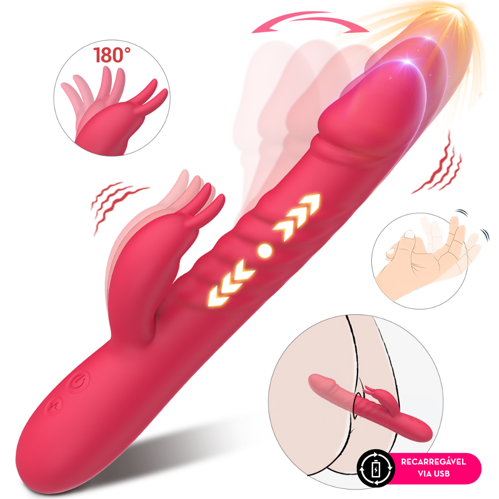 Vibrador com Estimulador Clitoriano em Formato Rabbit (5416) Recarregável — foto 1
