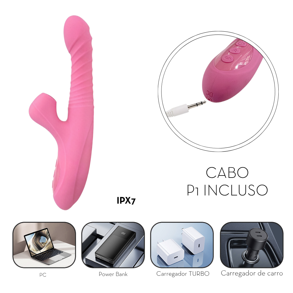 Vibrador com Pulsação Vai e Vem C/Aquecimento Rotação 360º (5223) Recarregável — foto 6