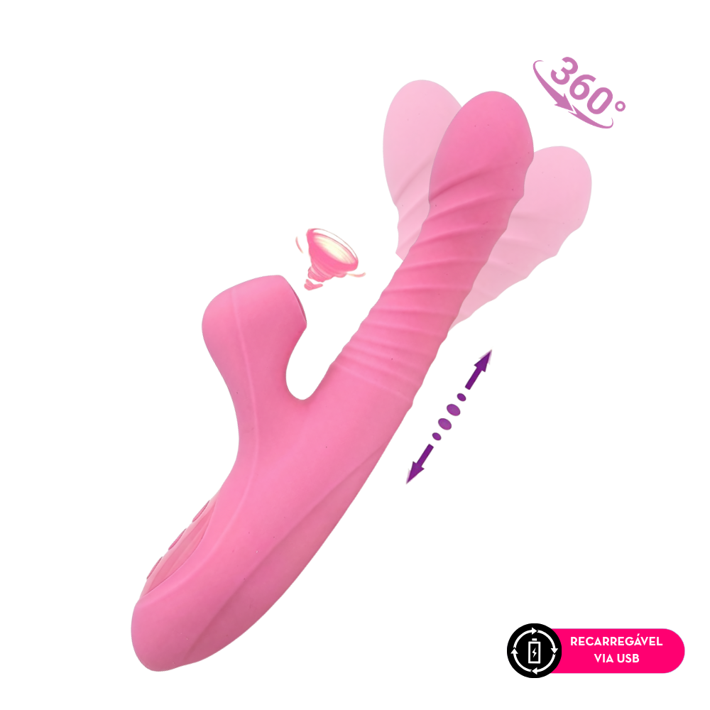 Vibrador com Pulsação Vai e Vem C/Aquecimento Rotação 360º (5223) Recarregável — foto 1