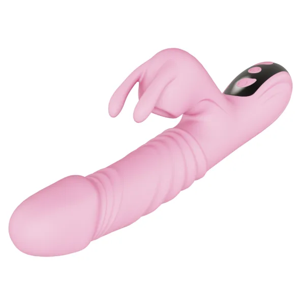 Vibrador Rabbit com Pulsação C/Aquecimento e Rotação 360º - Rosa Recarregável