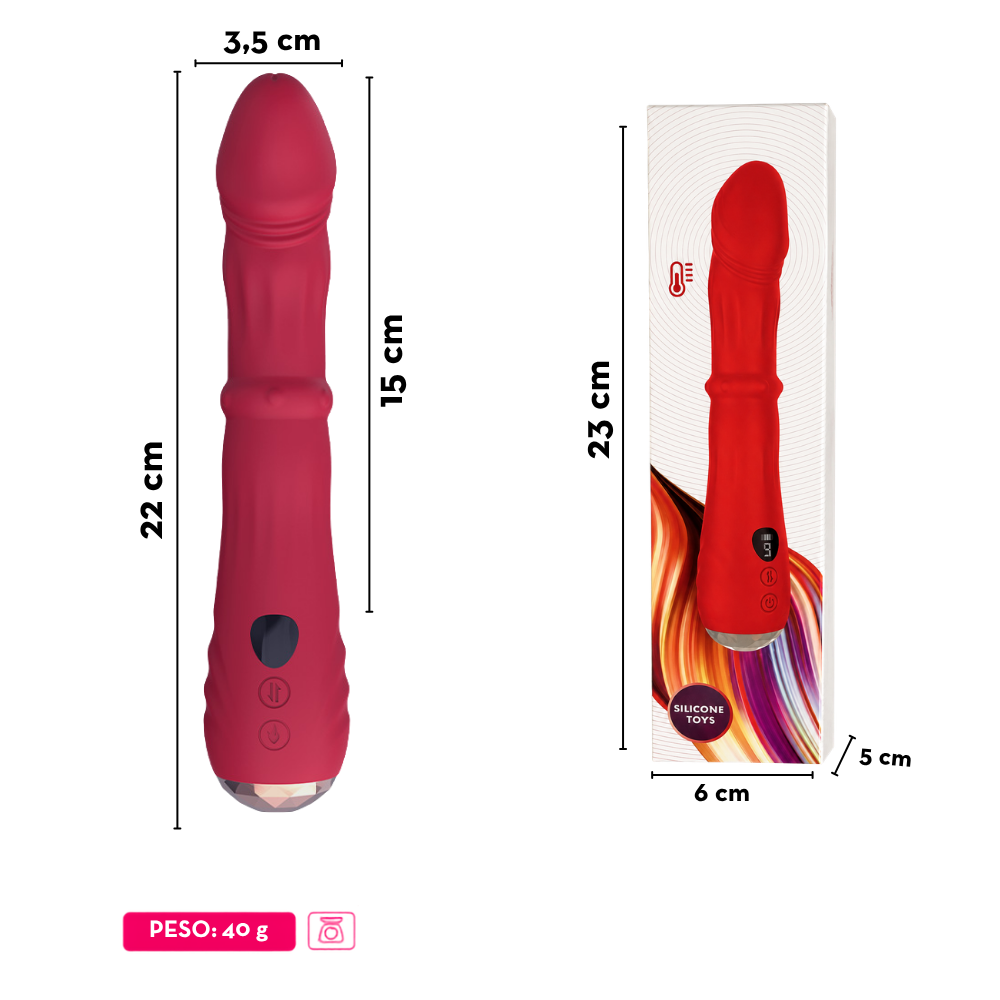Vibrador Ponto G com Aquecimento Ponta Móvel e Esferas Vai e Vem (3828) Recarregável — foto 9