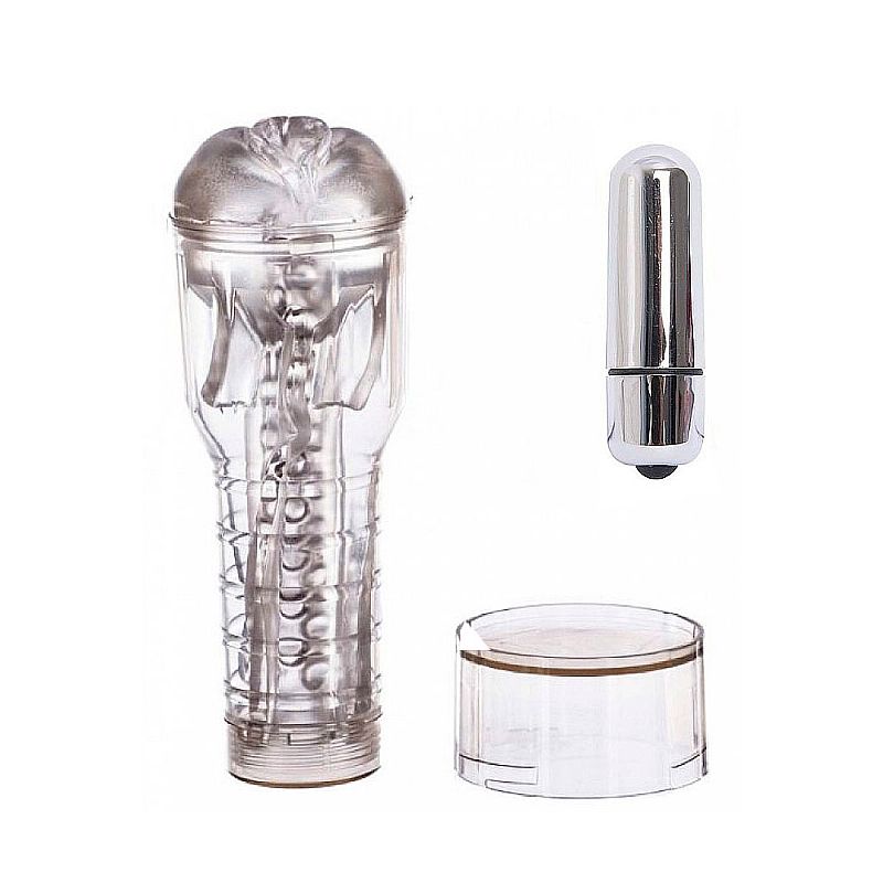 Masturbador Lanterna em Lata Transparente com Vibro - Vagina (7417) — foto 1