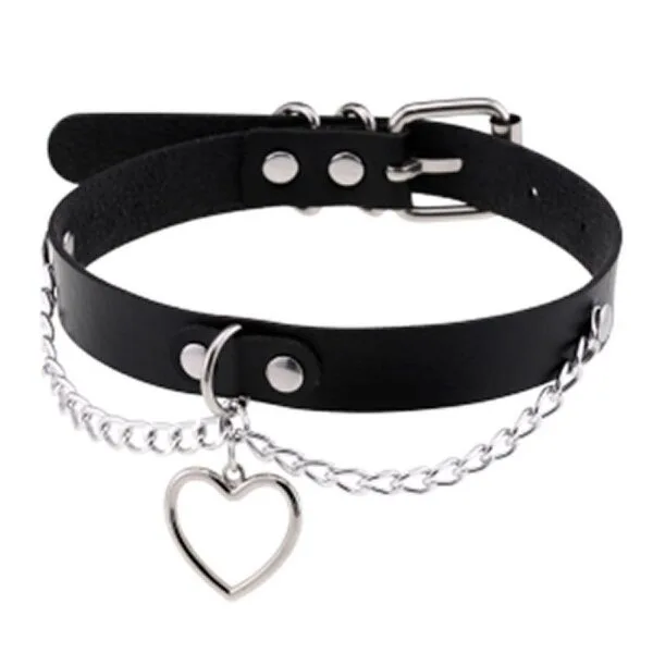 Choker Rebite - Coleira com Coração e Corrente