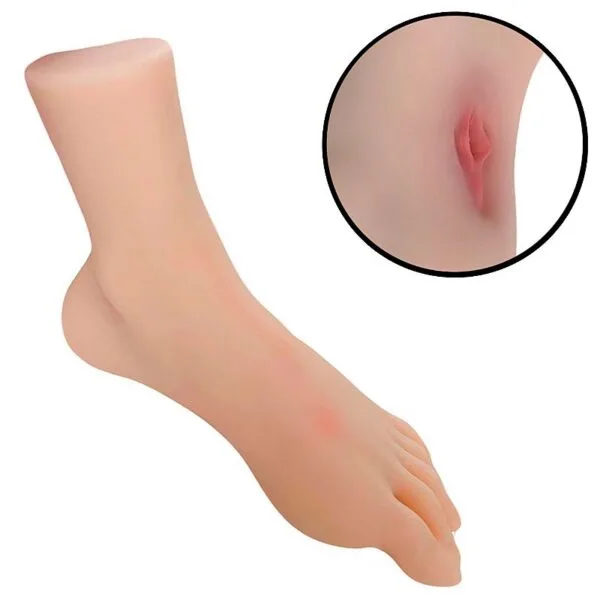 Masturbador Masculino Cyberskin em Forma de Pé com Vagina - 24,0 x 9,5