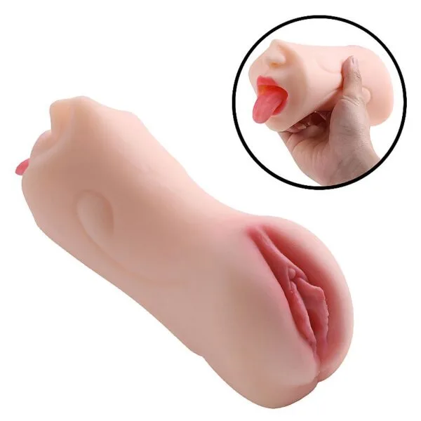 Masturbador Duplo - Vagina e Boca 19,0 x 9,5cm
