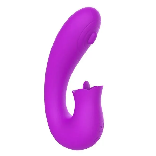 Pulsador de Ponto G com Língua Estimuladora para Clitóris - Roxo