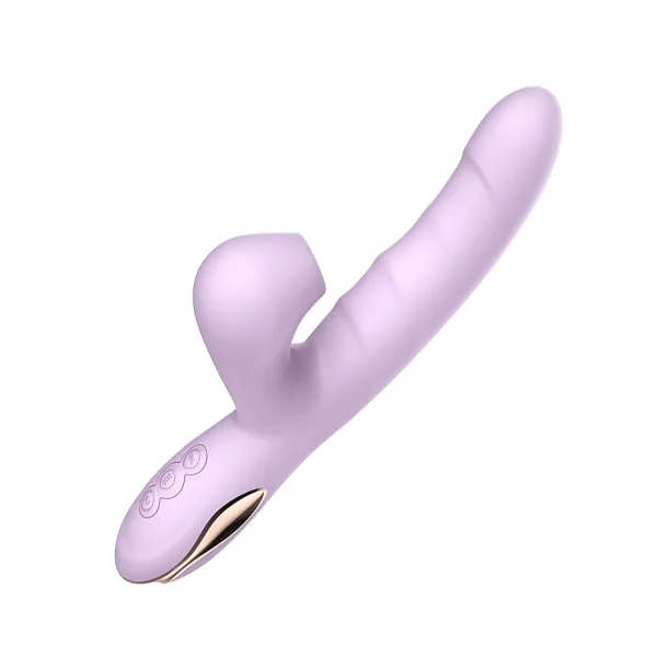 Vibrador com Sugador de Clitóris e Esferas Sobe e Desce - Lilas