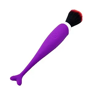 Pincel de Maquiagem Vibratório Formato de Sereia Roxo