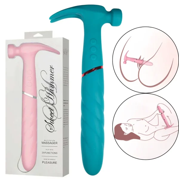 Vibrador Martelo com Cabeça Estimuladora Verde Recarregável