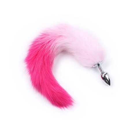 Plug de Metal com Rabo Pink com Rosa - Tamanho P