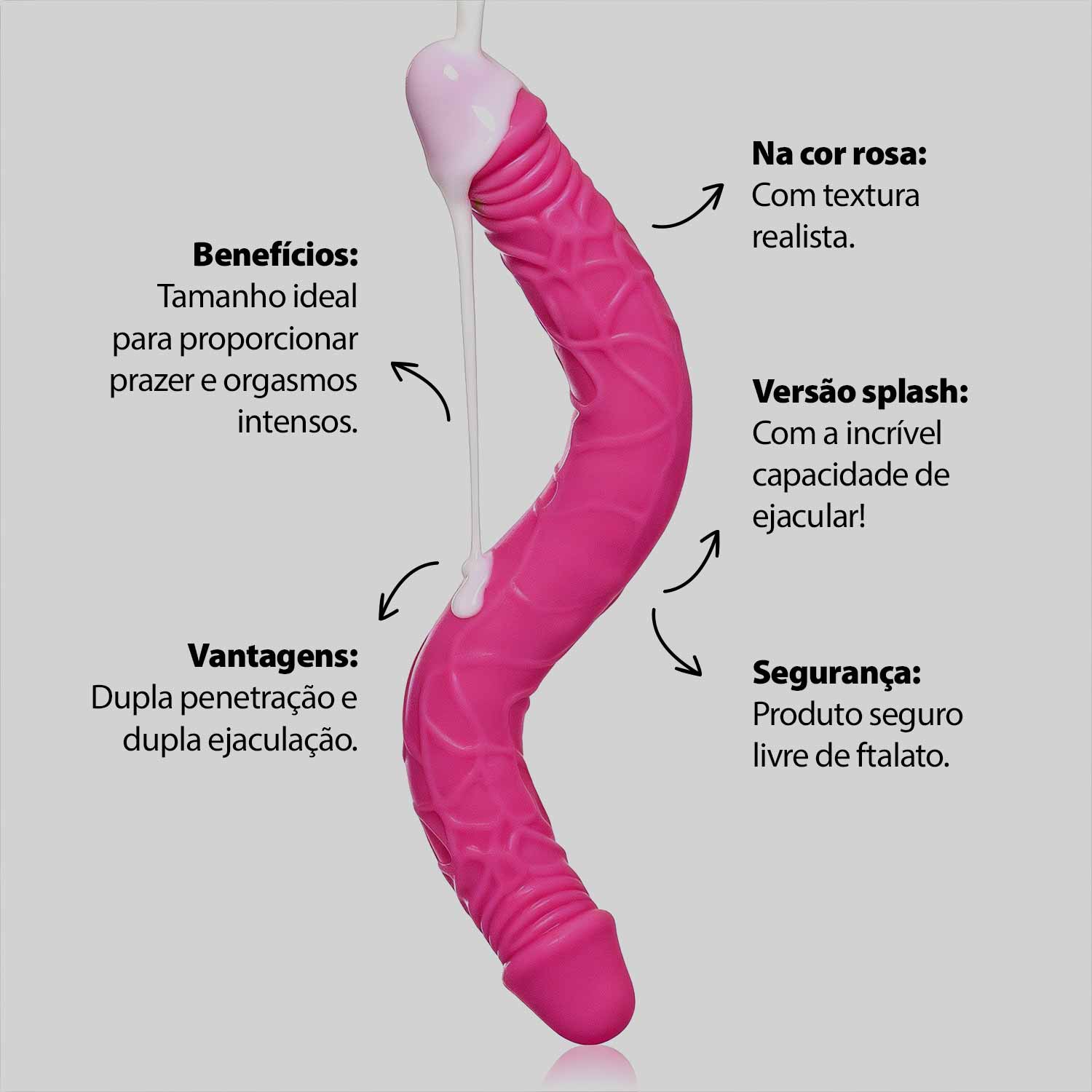 Pênis Ponta Dupla Havaiano Splash que Ejacula + Lubrificante Semen Lub — foto 4