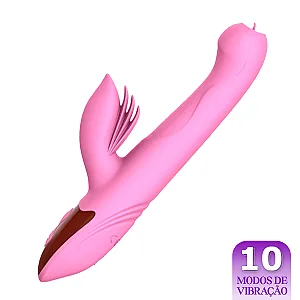 Vibrador Aileen Rotativo com Aquecimento e Língua Estimuladora Rosa - Dibe