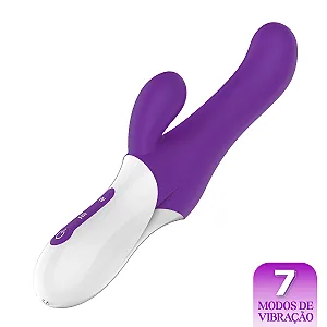 Vibrador Duplo com Estimulador de Clitóris e Aquecimento Recarregável