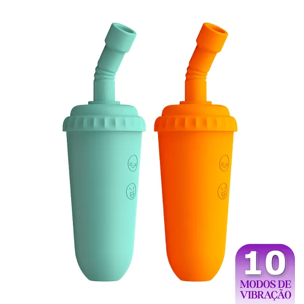 Vibrador de Clitóris com Pulsação em Formato de Copinho Verde Recarregável