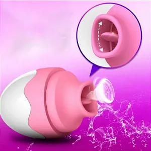 Vibrador em Formato de Ovo com Língua Branco e Lilás - Dibe Recarregável