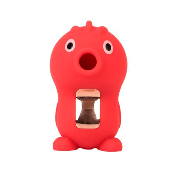 Vibrador de Clitóris Pinguim com Pulsação - Vermelho Recarregável