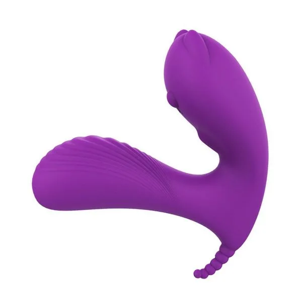 Estimulador Vibratório Cara com Controle Remoto Roxo Recarregável