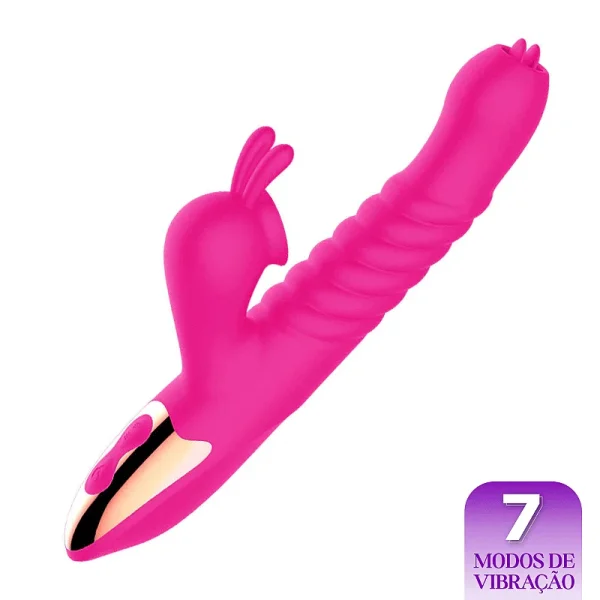 Vibrador Vai e Vem com Aquecimento e Estimulador de Clitóris Recarregável