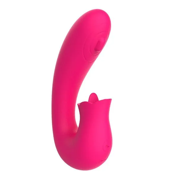 Pulsador de Ponto G com Língua Estimuladora para Clitóris - Pink