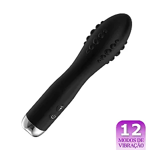 Vibrador Texturizado com Cabeça Giratória - Preto Recarregável