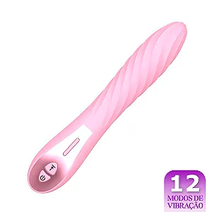 Vibrador Personal com Textura de Linhas - Rosa Recarregável
